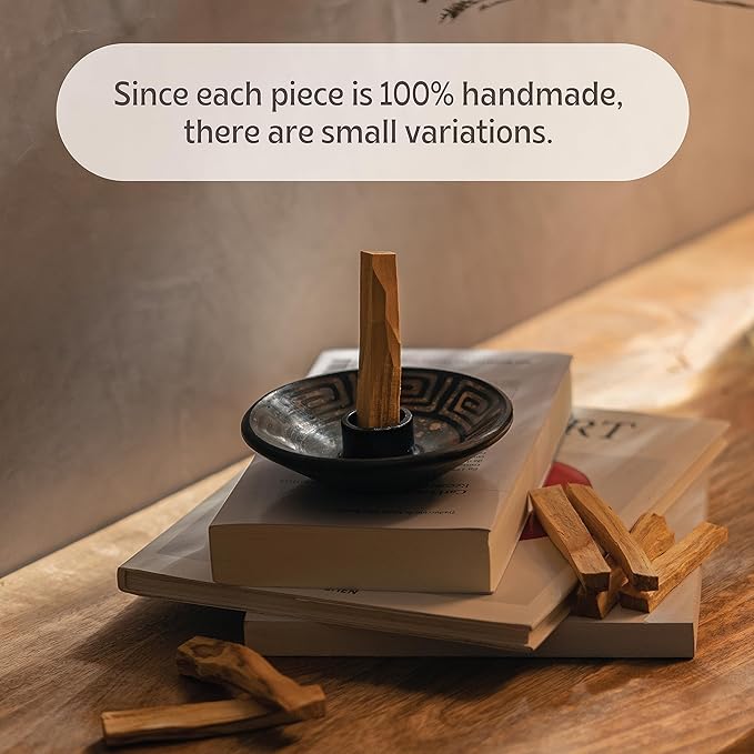 Luna Sundara Authentic Peru Pottery Palo Santo Stick Holder and Incense Holder Includes 5 Palo Santo Sticks Handmade Ceramic Smudge Bowl Sage Holder Palo Santo Holder (Blue)