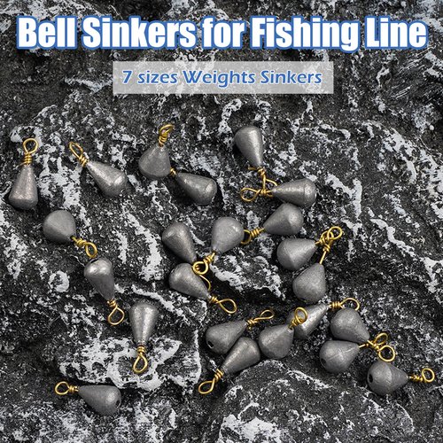 Bass Casting Sinkers Fishing Weights - 20/30pcs Bell Sinkers Drop Shot Weights with Brass Swivels for Saltwater & Freshwater 1oz 20pcs