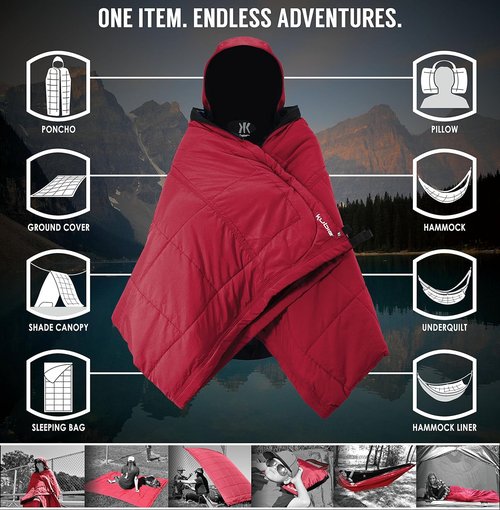Kijaro Kubie 10-in-1 Versatile Portable Hammock, Poncho, Blanket, Sleeping Bag, Hammock Underquilt & More - Multi Use Outdoor Gear for Camping, Travel & Sports Games