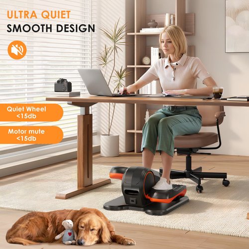 soges Under Desk Elliptical Machine, Seated Pedal Exerciser for Senior, 12 Adjustable Speeds Portable Ellipse Exerciser, Electric Quiet Ellipse Leg Exerciser, Black
