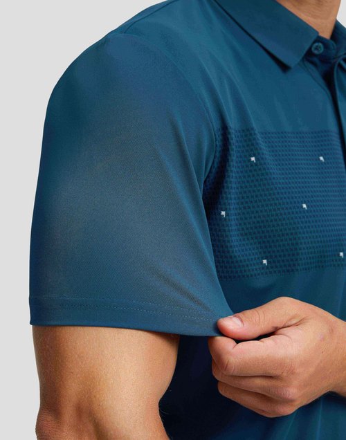 Men's Golf Shirts Dry Fit Moisture Wicking Performance Short Sleeve Collared Polo Shirts for Casual Tennis Bussiness (Reflecting Pond Flag, L)