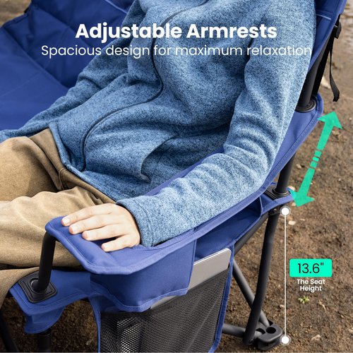 OuterSpa Oversized Camping Couch for Adults Heavy Duty, Fully Padded Double Camping Chair Outdoor Loveseat Double Folding Chair Double Lawn Chairs for Outdoor,Indoor,Camping,Travel,Supports 600lbs