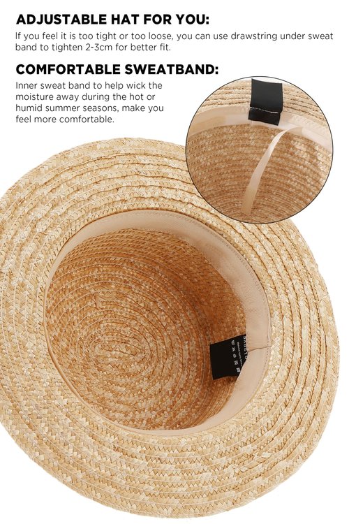 BABYOND Mens Brim Boater Hat Gatsby Straw Panama Hat Fedora Summer Beach Sun Hat 20s Costume Accessories Red Blue