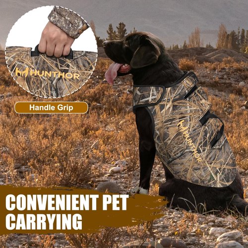Hunthor Dog Hunting Vest, 5mm Neoprene Camo Dog Vest for Waterfowl, Duck, Dove, and Bush Hunting, Insulated, Fast-Dry, and Tear-Resistant for Outdoor Activities
