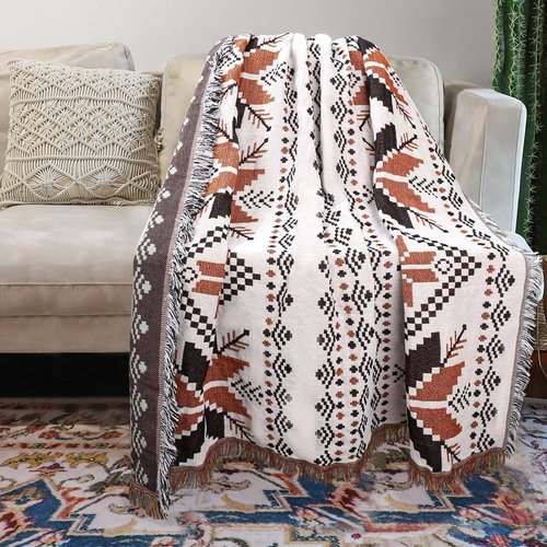 Samboo Mexican Blankets Western Home Decor, Native American Indian Woven Out Throw Blankets for Couch, Bed, Camping, Soft Lightweight Durable, for Outdoor Picnic Beach, Machine Washable, 50 x71inches