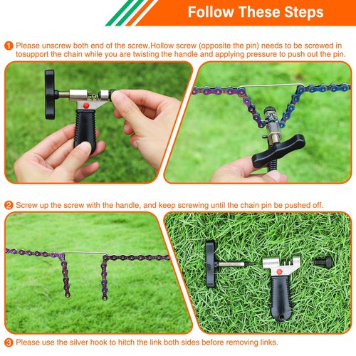 Bike Chain and Crank Repair Tool Kit with Bag, Chain Breaker & Link Pliers & Chain Measuring/Checker + Crank Puller, Must-Have for Cyclist for Emergency/Repairs/Removing/Replacing/Maintenance/Gift