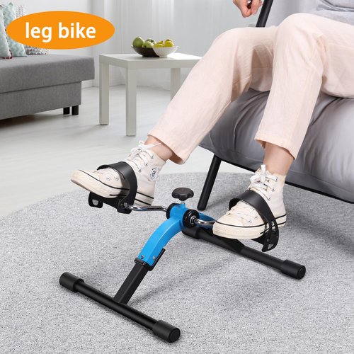 RYGEO Folding Pedal Exerciser Mini Exercise Bike Under Desk Bike Pedal Exerciser for Arms and Legs Cardio Workout, Portable Desk Bike Peddler Machine for Sedentary Officer & Seniors
