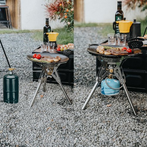 Onlyfire Portable Camping Stove with Storage Bag, Foldable Backpacking Stove, Propane/isobutane Gas Stove with Piezo Ignition, Camp Stove for Outdoor Cooking Hiking Picnic Patio, Stainless Steel GS350
