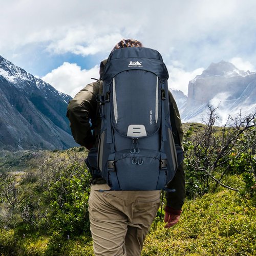 Mountain Land 40L Camping Hiking Backpack with Waterproof Rain Cover Backpacking for Treeking Outdoor Travel Pack Dark Blue