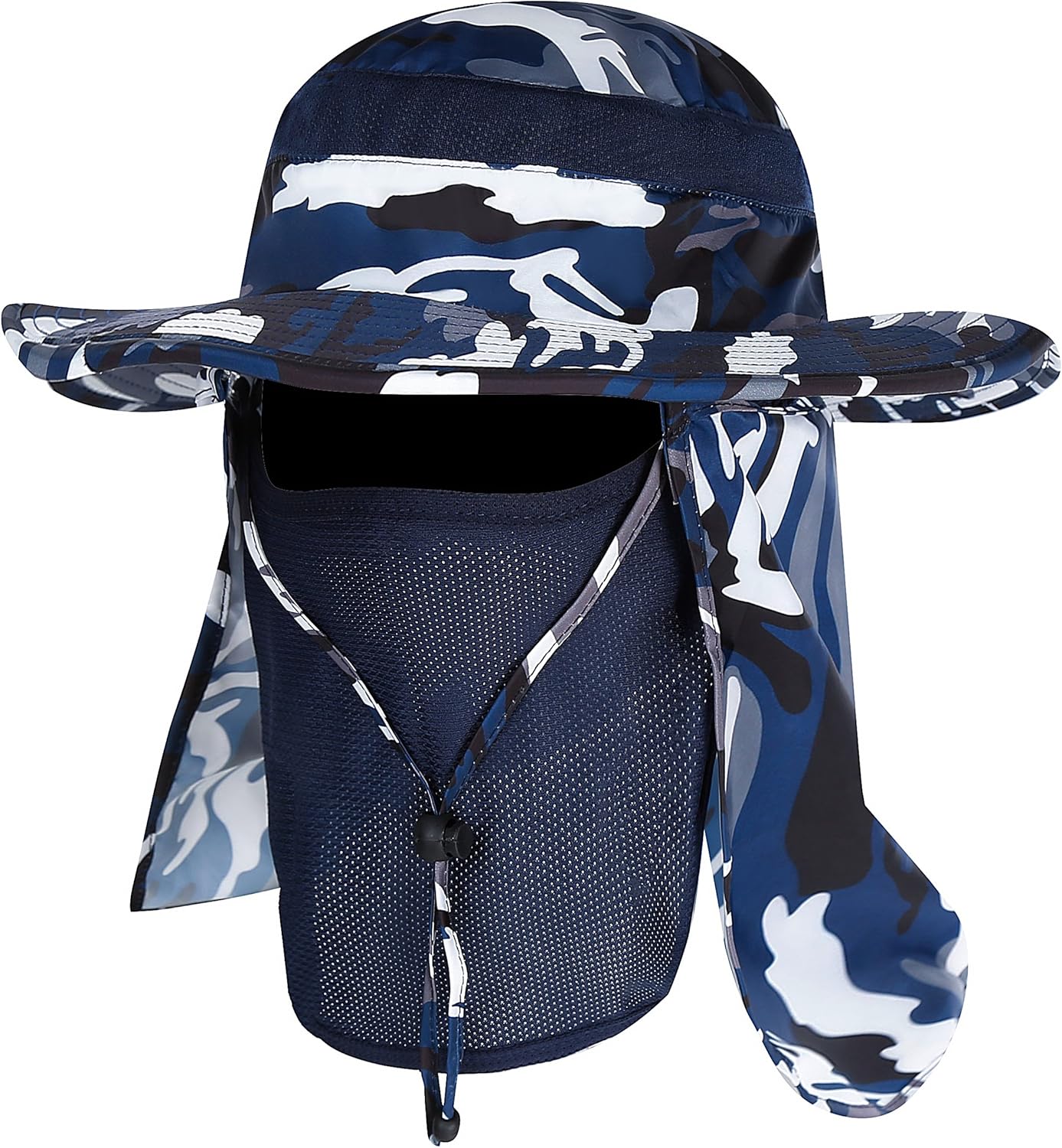 YR.Lover Outdoor UV Sun Protection Wide Brim Fishing Cap with Removable Flap
