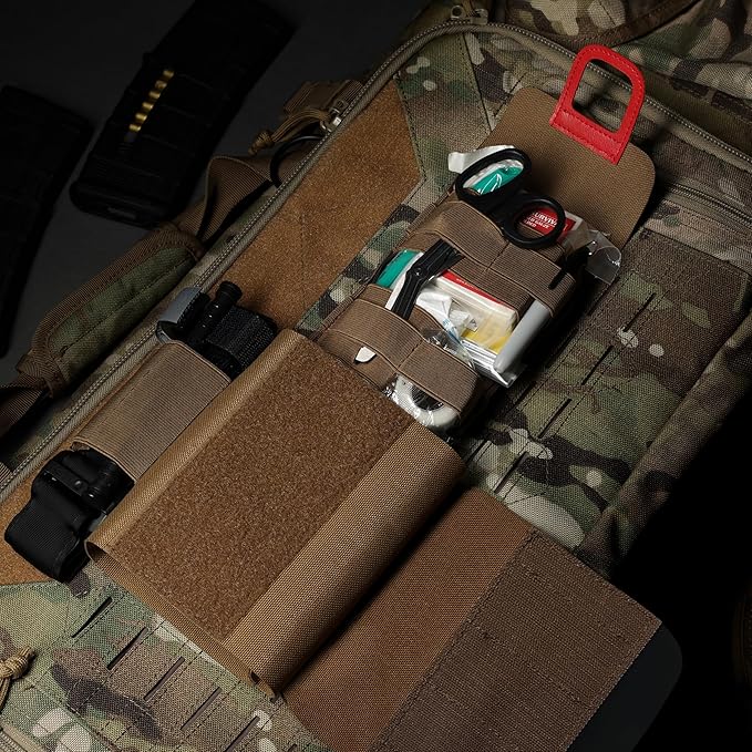 EVERLIT Rapid Aid Trauma Sleeve(Rats) EDC Trauma Kit, CAT GEN-7 Tourniquet QuikClot Gauze CE, Military Tactical IFAK for Bleeding Control (Coyote Brown)