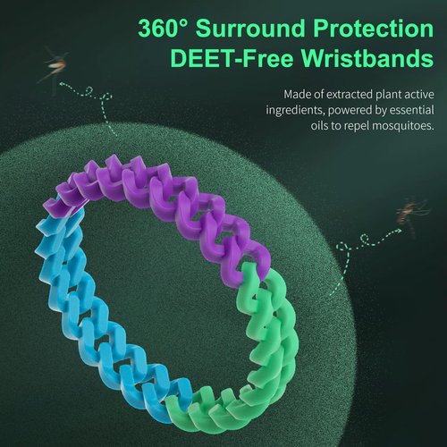 BuggyBands 6 Pack Rainbow Mosquito Repellent Bracelets for Adults and Kids, DEET-Free Insect & Bug Repellent Bands, Individually Wrapped Repellent Wristbands for Outdoor Camping Traveling