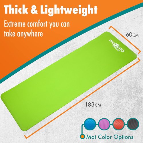 Maximo Fitness Yoga Mat - Multipurpose Exercise Mat for Men, Women and Kids, Ideal Non Slip Workout Mats for Yoga, Pilates, Gym Exercise with Carrying Strap