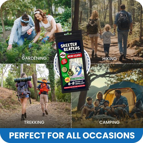 Repel 360 Skeeter Beaters Mosquito & Bug Wearable Mini Clips | Personal Mosquito Device | DEET Free | Clip On Clothing, Hat, Belt, Shoes- Set of 10