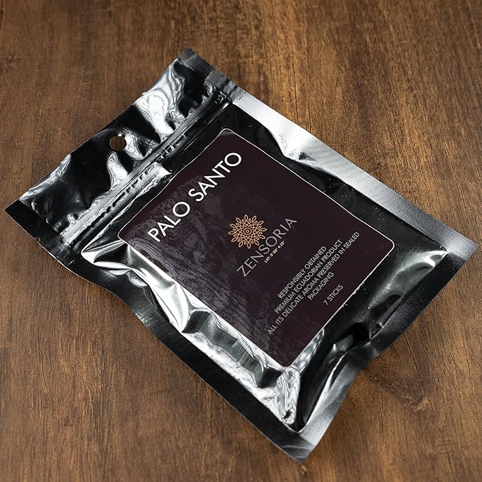 Palo Santo, 7-pack authentic and eco-friendly sticks from Ecuador, natural wood incense, sealed packaging, 100% natural, spiritual cleansing, aromatherapy, handmade by local artisans