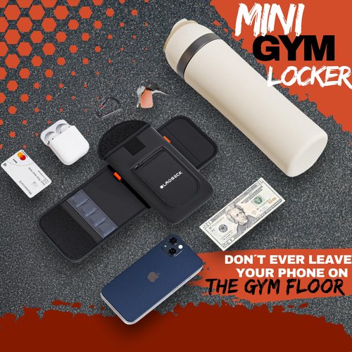 Magnetic Water Bottle Sleeve Bag and Large Pocket Phone Holder for Gym - Black Pouch with 4 Magnets - Attach it to Any Gym Equipment & Golf Carts - Magnetic Bag Mount for Phones - Gym Essentials