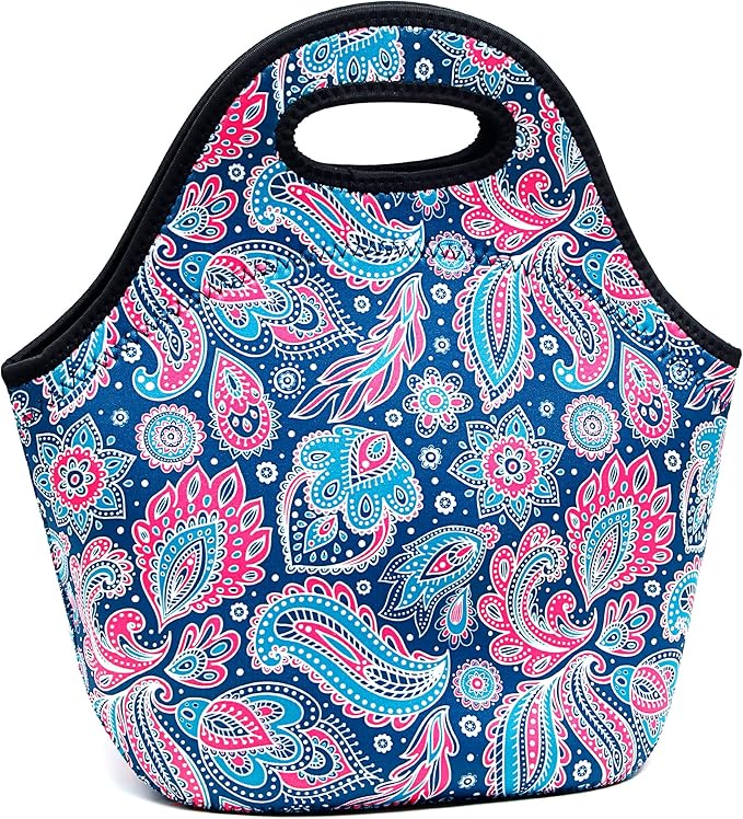 Neoprene Lunch Bags Thermal Insulated Lunch Tote Bag Reusable Washable Neoprene Picnic Bag for Women Men