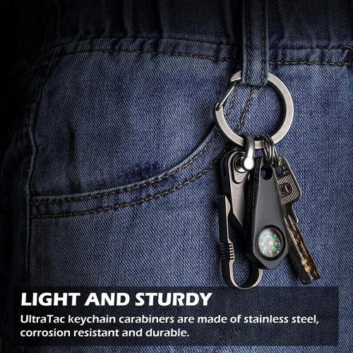 UltraTac 2-Pack Round Carabiner Keychain Clip, Stainless Steel Quick Release Circle Keychain Carabiner Hooks for Keys and EDC Items
