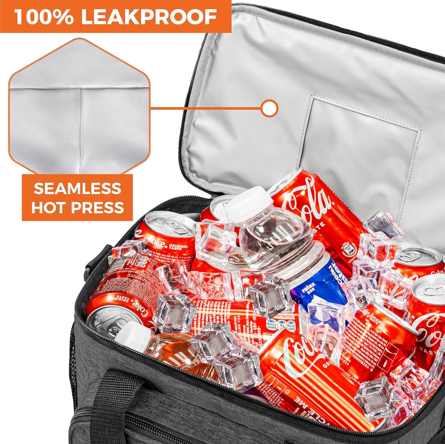 OPUX Soft Cooler Bag, Insulated Collapsible Lunch Cooler Bag for Men Work Camping Beach Travel, Portable Soft Sided Leakproof Waterproof Large Lunch Bag Box with Shoulder Strap 18 Cans, Heather Navy