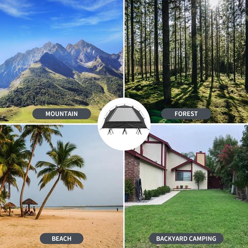 TENPLAY 1 Person Lightweight Camping Cot Tent with Carry Bag, Well-Ventilated Tents with Mesh Windows, Easy Setup, Infinity Expansion Inner Tent for Camping Traveling Hiking Backpacking Backyard