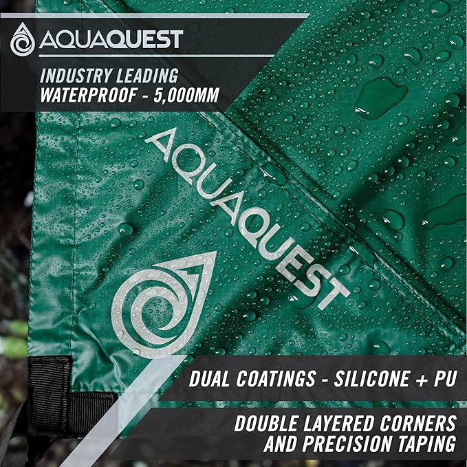 AquaQuest Guide Camping Tarp - Ultralight Tent Cover or Rain Fly - Waterproof Camping Gear Must Haves for Hiking, Hammock, Bivy & Survival, 20 x 13 ft, Forester Green