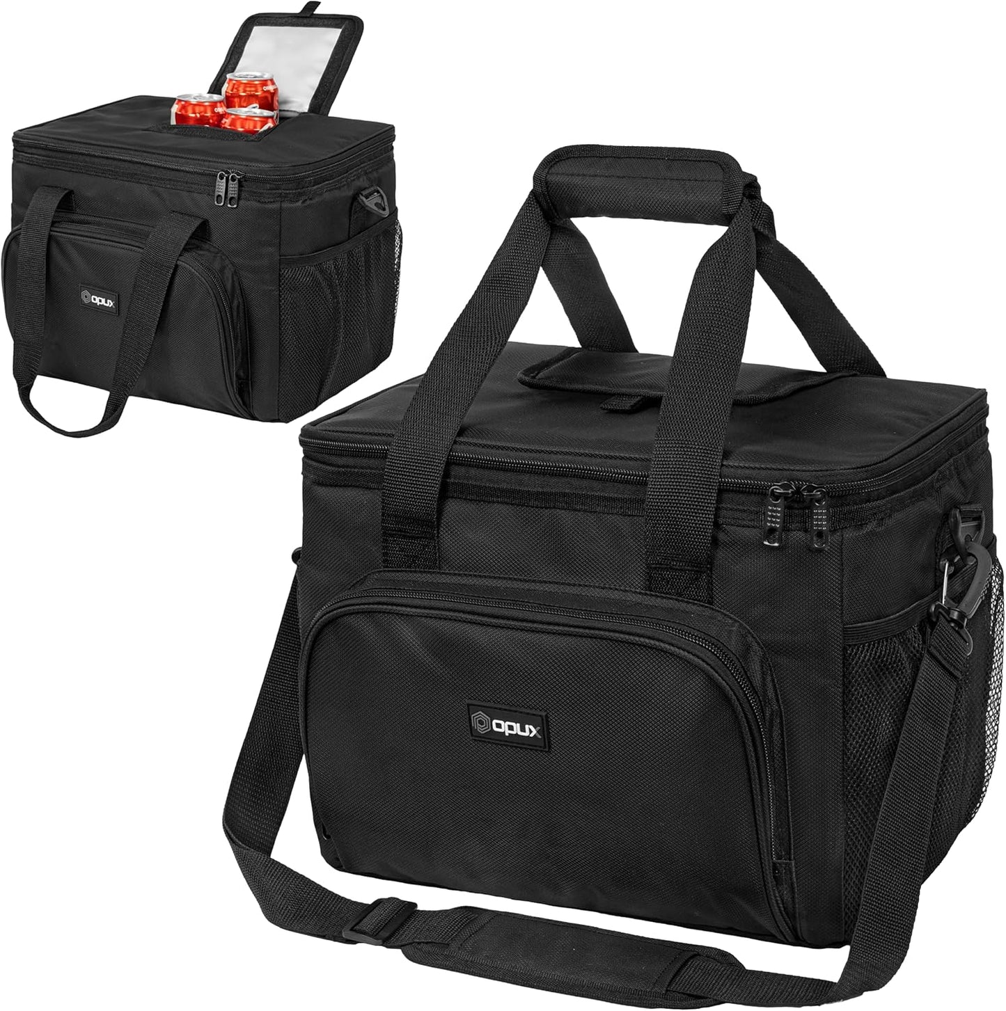 OPUX Soft Cooler Bag, Insulated Collapsible Lunch Cooler Bag for Men Work Camping Beach Travel, Portable Soft Sided Leakproof Waterproof Large Lunch Bag Box with Shoulder Strap 18 Cans, Heather Navy