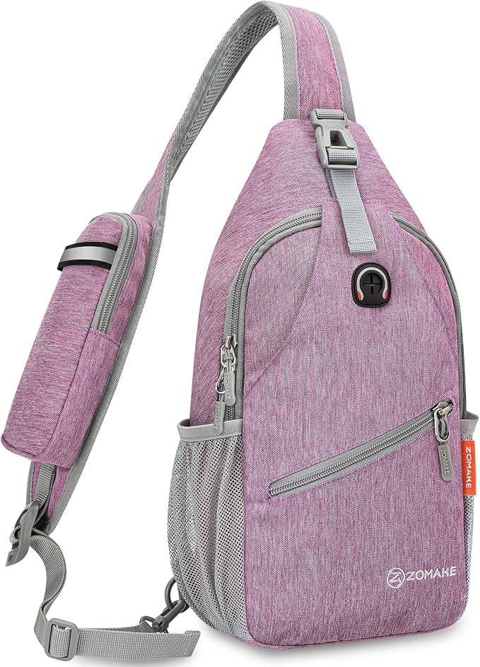 ZOMAKE Small Sling Bag, Travel Sling Backpack, Waterproof Hiking Cycling Crossbody pack for Men Women(Purple)
