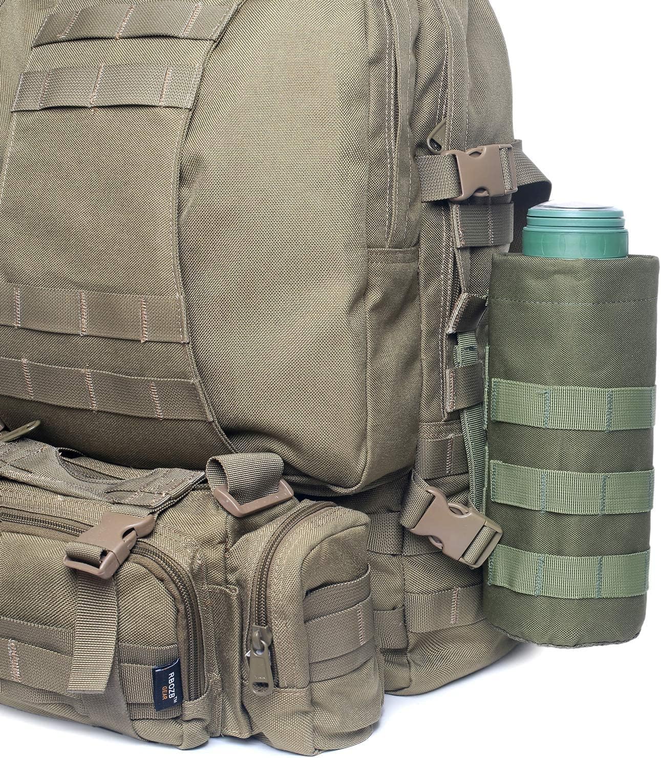 Tactical Molle Water Bottle Pouch Military Drawstring Open Top & Mesh Bottom Travel Water Bottle Holder Bag Tactical Hydration Carrier