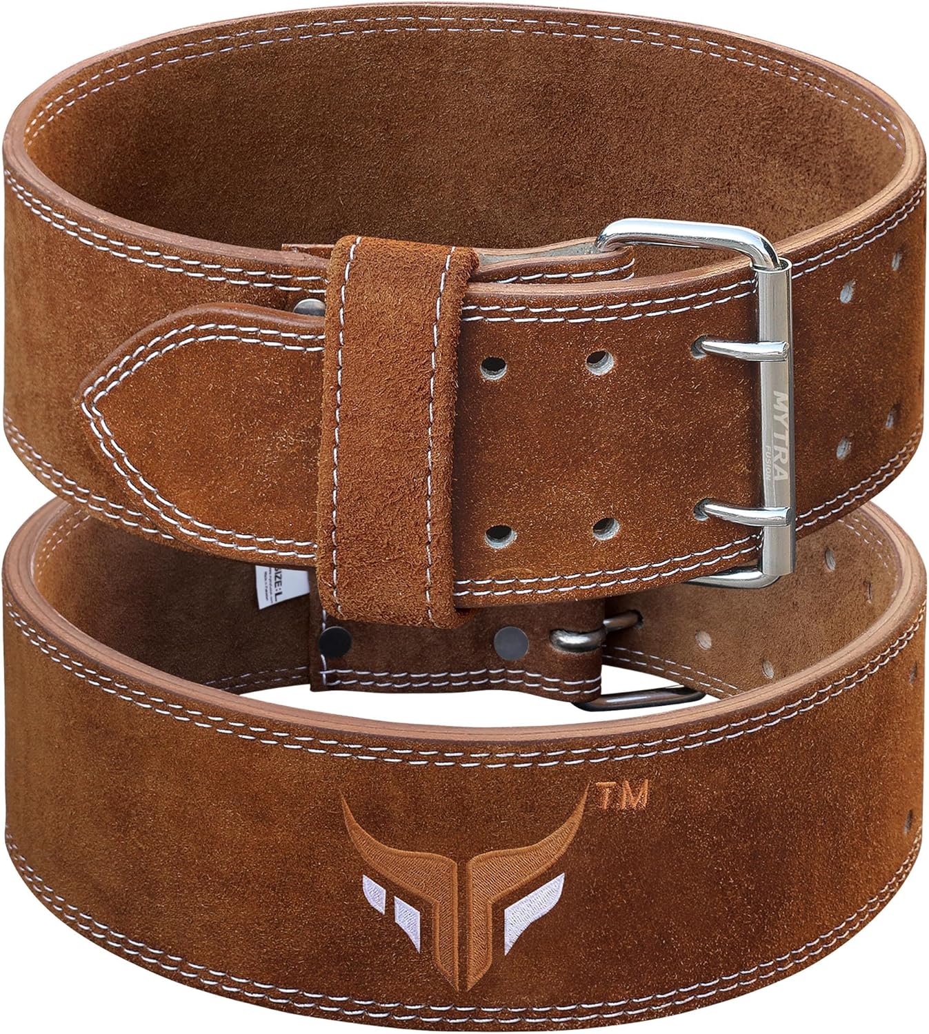 Mytra Fusion Weight Lifting Belt Double Prong Buckle Power Lifting Belt Leather Weightlifting Belt for Training Gym Workout