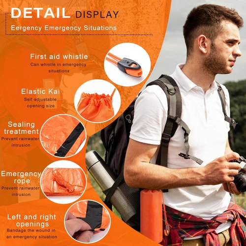 SunHalo Gear Emergency Survival Tent Shelter, 2 Person Emergency Tent with Emergency Whistle Emergency Shelter Tube Tent for Camping, Hiking, Backpacking