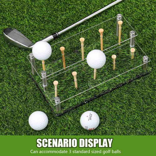 Lunmon Acrylic Metal Golf Ball Display Case Golf Ball Holder with Black Base and Turf Golf Ball Stand Display Box for Golf Ball Decoration