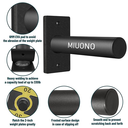 MIUONO Weight Plate Holder and Power Rack Attachments for 2X2 Power Rack Squat Rack Weight Plate Holder Bundle