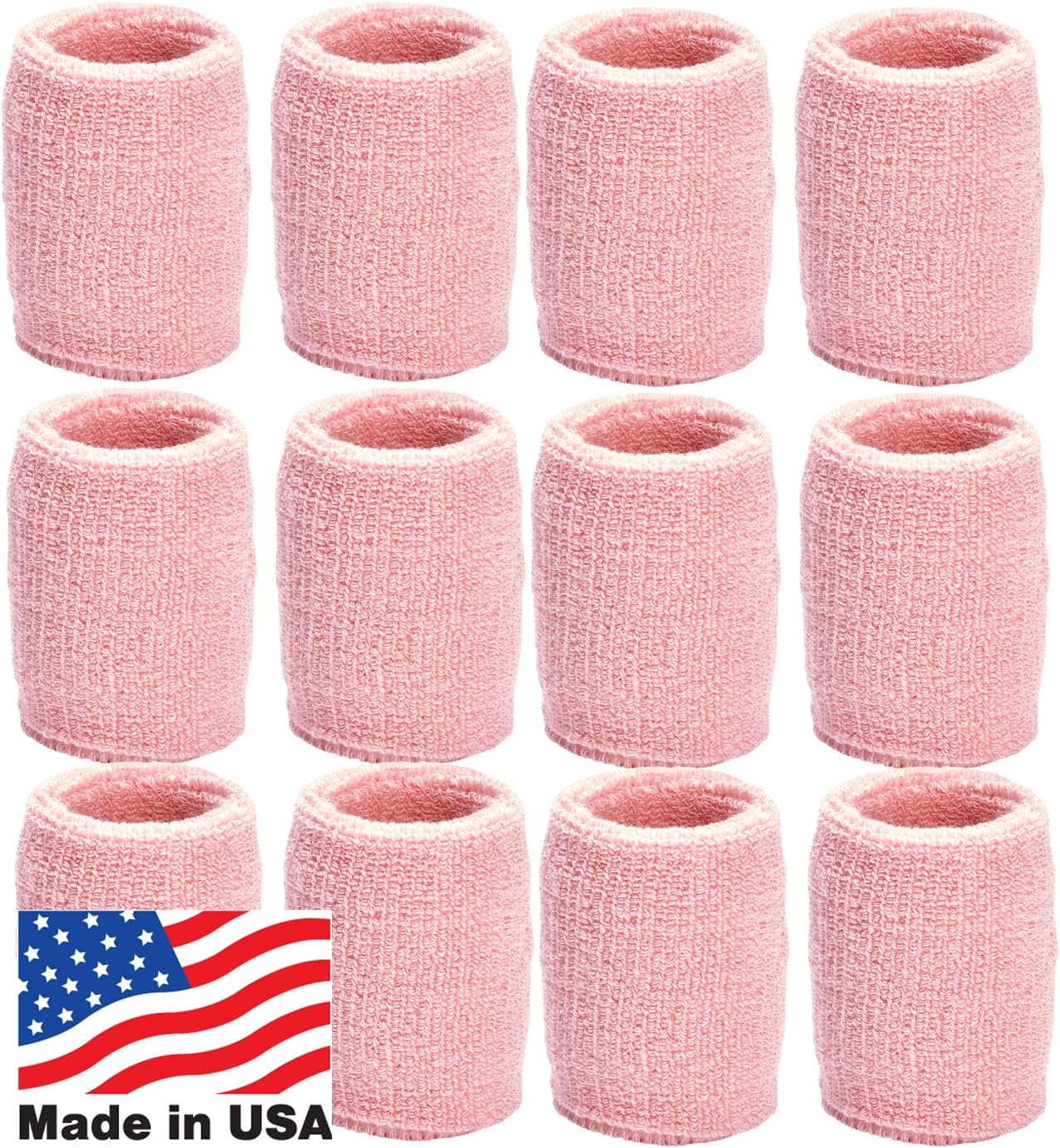 TOURNA Unique Sports Wristbands/Sweatbands Pack of 12 (6 Pair) Pink