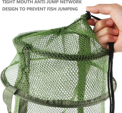 Collapsible Fish Basket Mesh Fish Trap Portable Fish Cage Foldable Fishing Keep Net for Keeping Fish Alive, Bait Storage Crayfish Crab Minnows Shrimps Lobsters