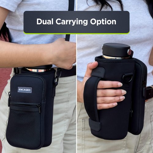 Insulated Carrier Bag Designed for YETI Rambler 26oz Water Bottle with Large Storage Pocket, Hand Strap and Padded Shoulder Sling, Travel Sleeve for Phone Storage and Accessories (Neoprene)