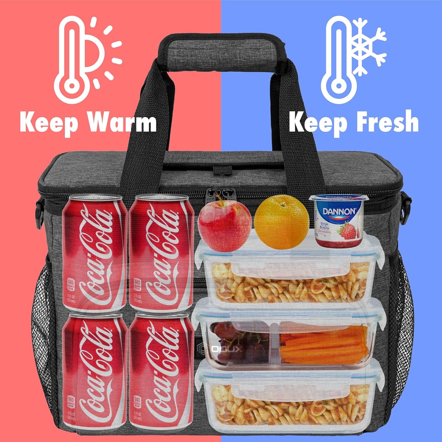 OPUX Soft Cooler Bag, Insulated Collapsible Lunch Cooler Bag for Men Work Camping Beach Travel, Portable Soft Sided Leakproof Waterproof Large Lunch Bag Box with Shoulder Strap 18 Cans, Heather Navy