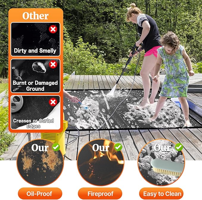 60 ×36 inches Under Grill Mat for Outdoor Grill / Fire Pit Mat Fireproof Waterproof Oil-Proof, Fireproof Mat Fireplace Mat Fire Pit BBQ Mat Pads Protect Mat for Deck Patio Outdoor Smokers Gas Grills