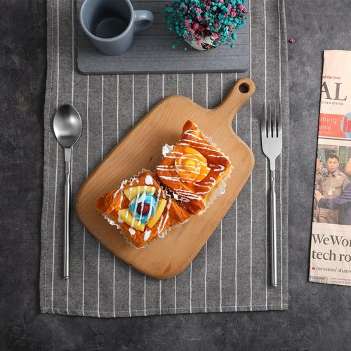 Gjinxi 2PCs Extendable Fork and Spoon, Long Handle Telescoping Tableware, Stainless Steel Retractable Fork and Spoon Extender Set for Dinner, Fruit, Dessert, BBQ