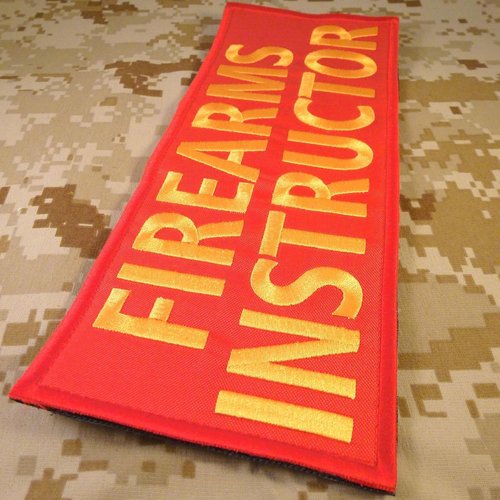 Firearms Instructor Big XL 10x4 inch Morale Body Armor Vest Tactical Fastener Patch (Red and Yellow)