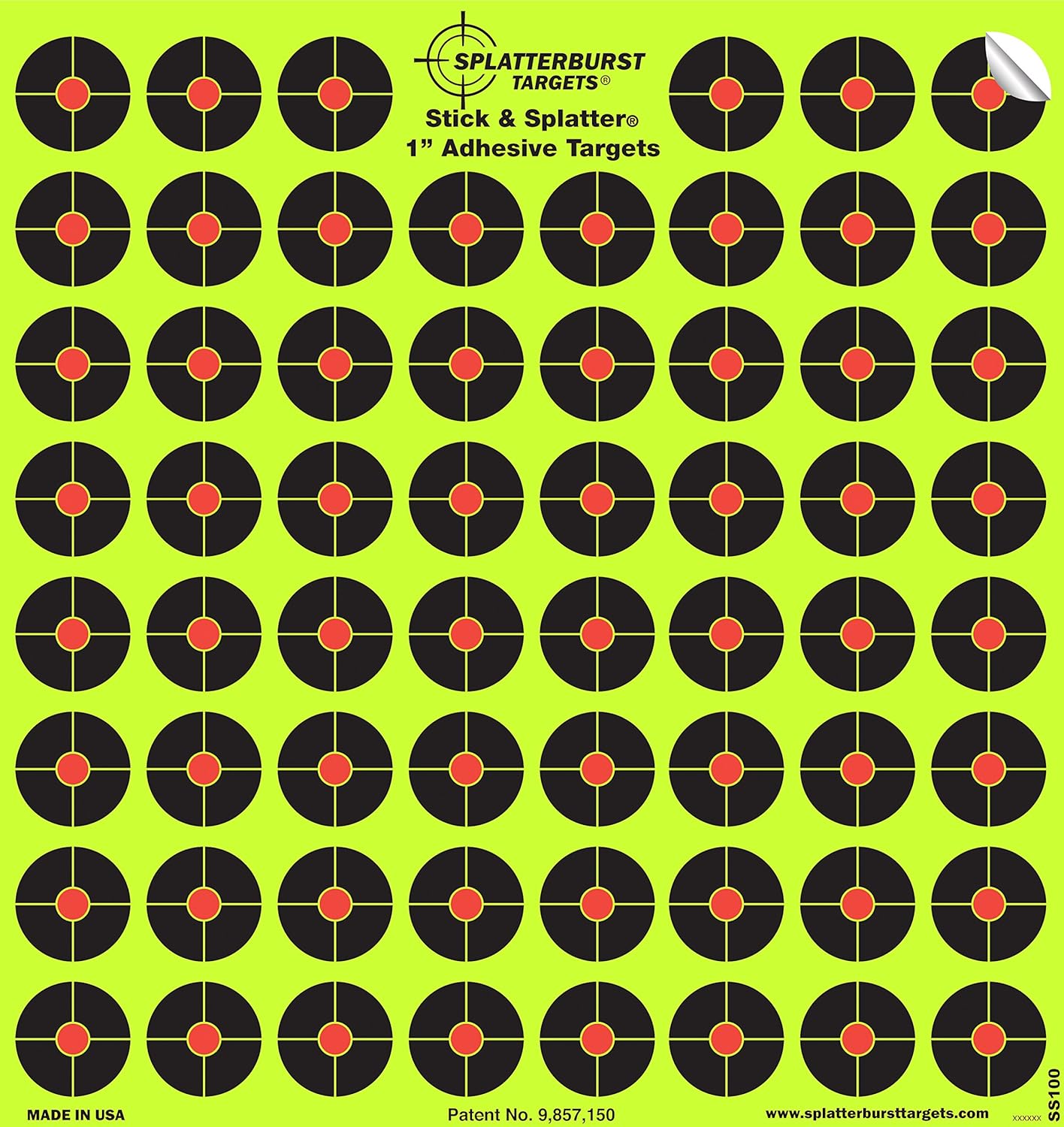 Splatterburst Targets - 10 Pack 1 inch Stick & Splatter Self Adhesive Shooting Targets - Gun - Rifle - Pistol - Airsoft - BB Gun - Pellet Gun - Air Rifle - Made in USA