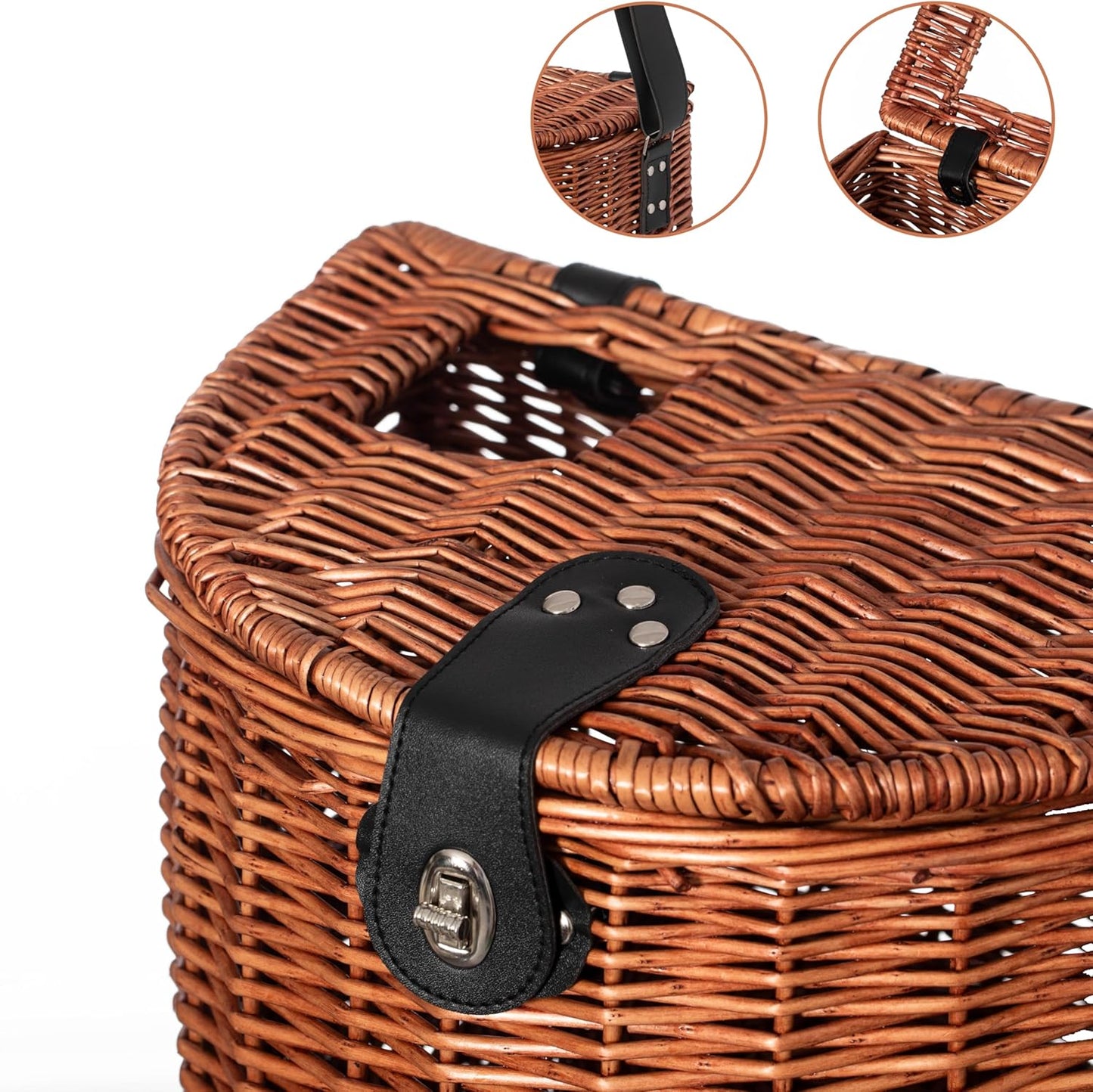 Vintiquewise Wicker Fishing Creel with Faux Leather Shoulder Strap