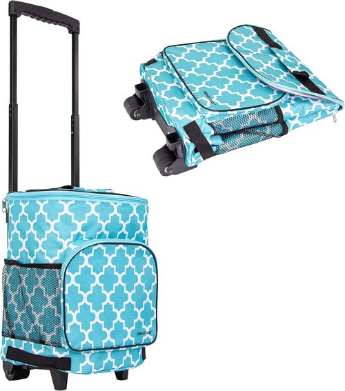 dbest products Ultra Compact Cooler Smart Cart, Moroccan Tile Insulated Collapsible Rolling Tailgate BBQ Beach Summer