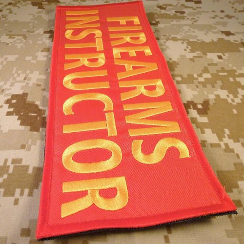 Firearms Instructor Big XL 10x4 inch Morale Body Armor Vest Tactical Fastener Patch (Red and Yellow)