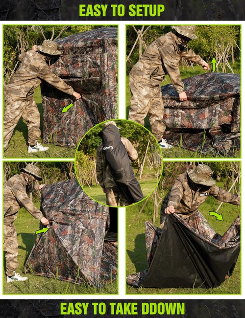 RODANNY Hunting Blind, 270 Degree See-Through Ground Blind 2-3 Person, Pop-Up & Portable Durable Hunting Blind with Carry Bag, for Deer & Turkey Hunting