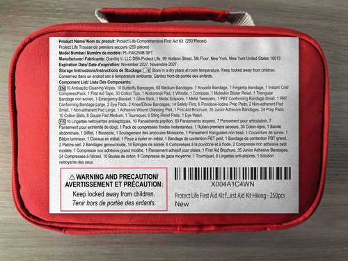 Protect Life First Aid Kit for Home & Business, 250 Pcs - Emergency Medical Kit for Camping & Hiking