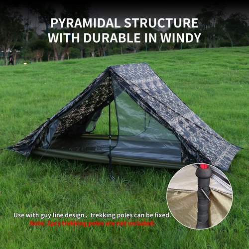 TENPLAY Ultralight Tent - 2Person, Lightweight, Waterproof 5000mm, Compact, Easy Setup, Portable, 3Season for Mountaineering Hiking Climbing (Camouflage)