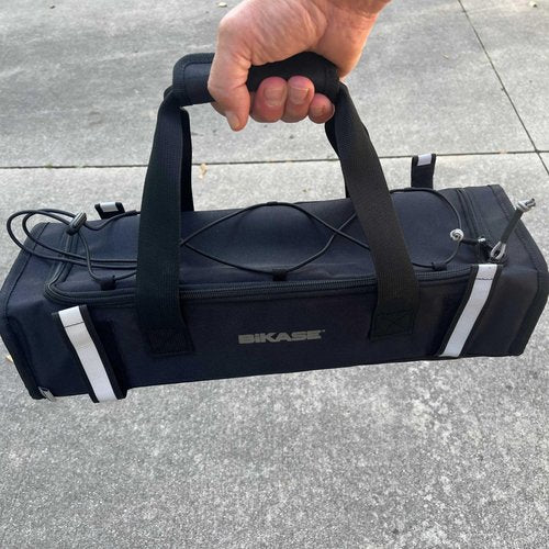 Battery Rack and Carry Bag for Ebike - Flame Resistant Material - Take an battery extra for your ride and storage. Made with flame resistant inner liner and foam liner for protection of battery.