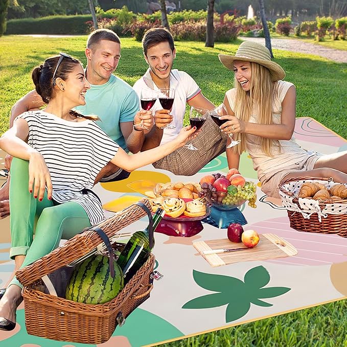 Extra Large Picnic Blankets Waterproof Foldable (60 "x 80") Beach Blanket Waterproof Sandproof,3-Layer Thicking Mat Outdoor Packable Camping Blanket