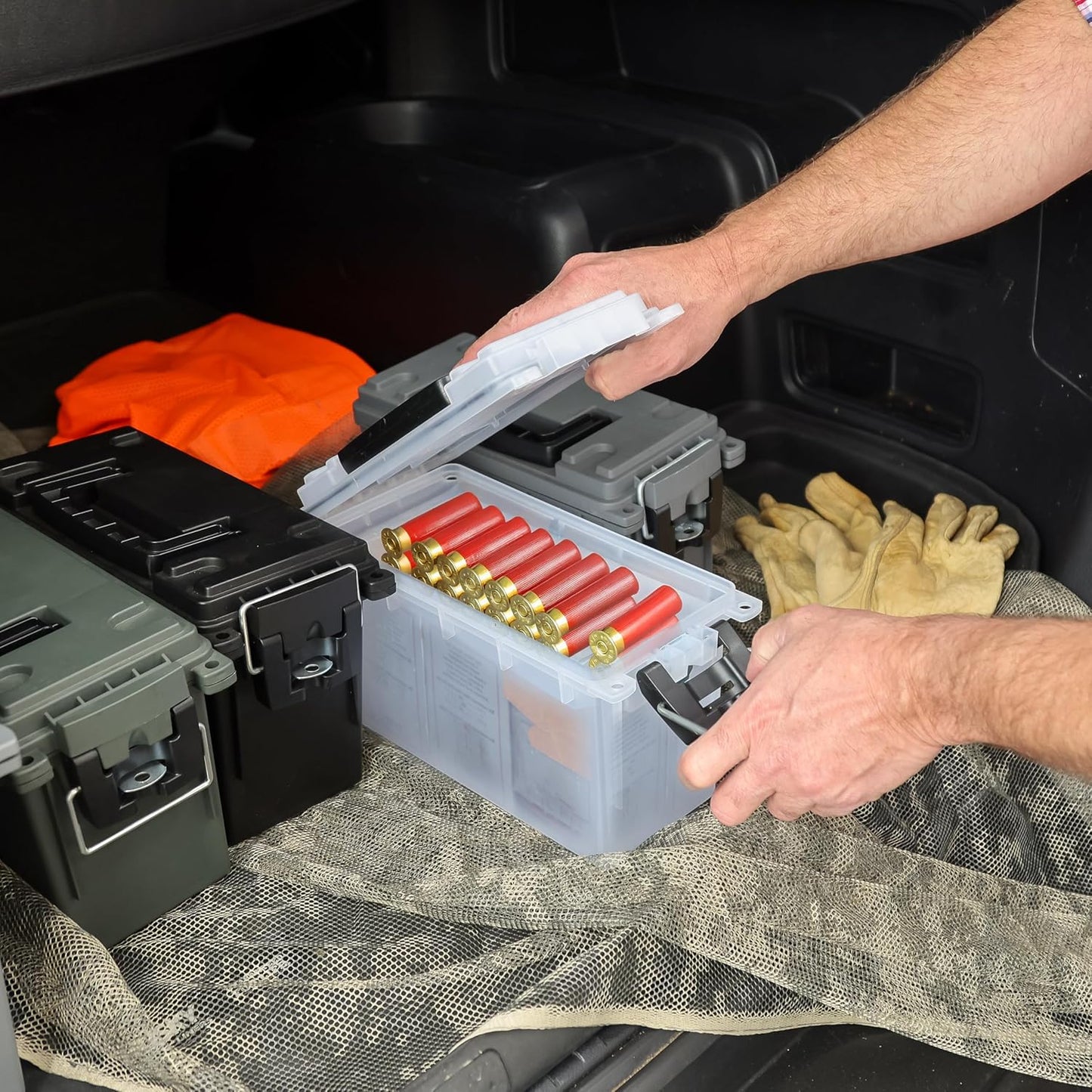 Sheffield 12629 Ammo Storage Box, Stackable .30 Cal Field Boxes, Water and Dust Resistant, Lockable Storage Box with Handle, Secures Hunting Gear, Supplies, and Bullets, Made in USA, Black, 1-Pack