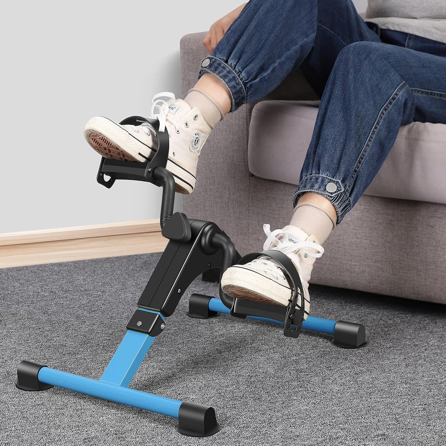 MOMODA Under Desk Pedal Exerciser Mini Bike for Leg/Arm - Foldable Peddler with LCD Display for Home/Office